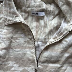 Sonoma Cream and Tan Patterned Zip Pullover